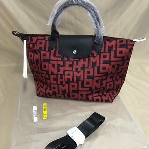 Longchamp Le Pliage Black Brick Red LGP